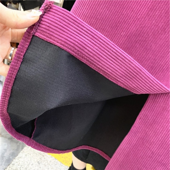 NEW PINK CORDUROY MIDI SKIRT WITH BACK SLIT S - Picture 2 of 2